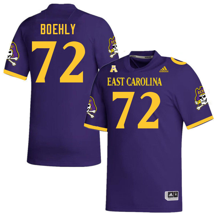 Men #72 Zack Boehly ECU Pirates College Football Jerseys Stitched-Purple